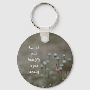 White and pink petaled flower Keychain