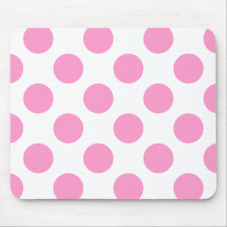 White and Pink Polka Dot Mouse Pad