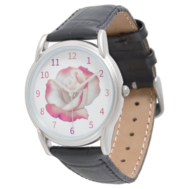 White and pink rose - pastel art watch (Angled)