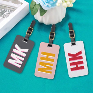 White and Pink Shadow Monogram bridesmaid favour  Luggage Tag