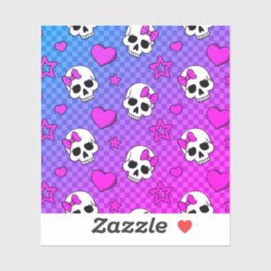 White and pink skull and hearts pattern