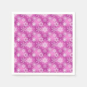 White and pink snowflake pattern napkin