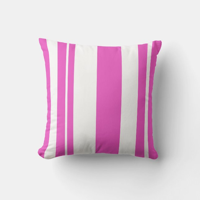 White and Pink Striped throw pillow (Front)