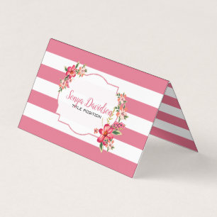 White And Pink Stripes Business Card