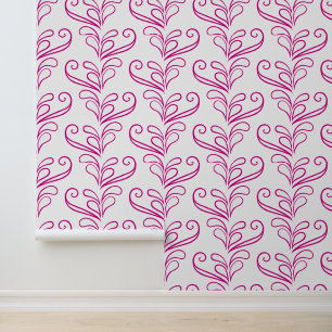 White and Pink Stylised Foliage Cute Pretty Modern Wallpaper
