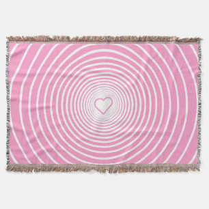 White and Pink Throw Blanket with Heart