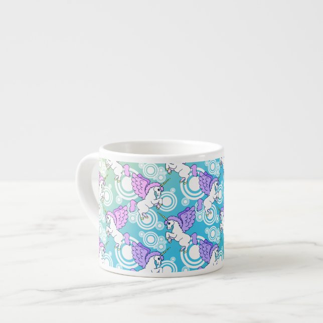 White and Pink Unicorn Espresso Cup (Front Left)