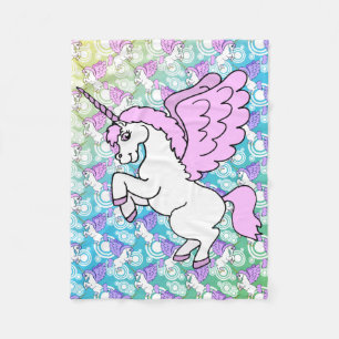 White and Pink Unicorn Fleece Blanket