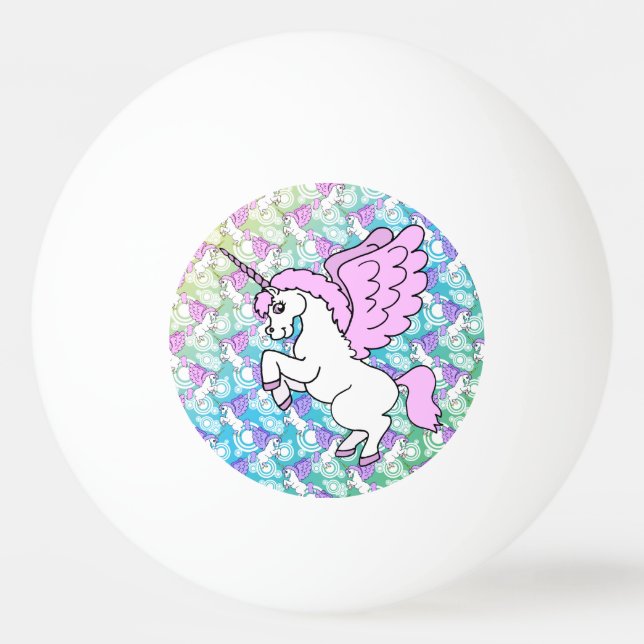 White and Pink Unicorn Ping Pong Ball (Front)