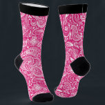 White and pink vintage floral paisley pattern socks<br><div class="desc">The white vintage floral ethnic paisley pattern over a pink but changeable background.</div>