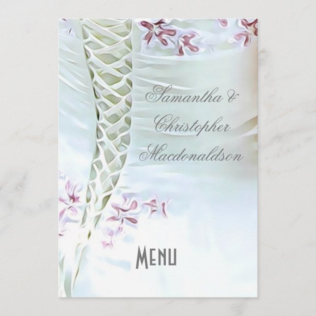 White and pink wedding dress menu (Front)