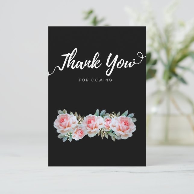 White and pink wildflower thank you cards  (Standing Front)