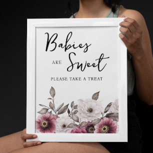 White and Plum Floral Babies are Sweet Sign