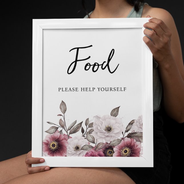 White and Plum Floral Food Baby Shower Poster (Creator Uploaded)