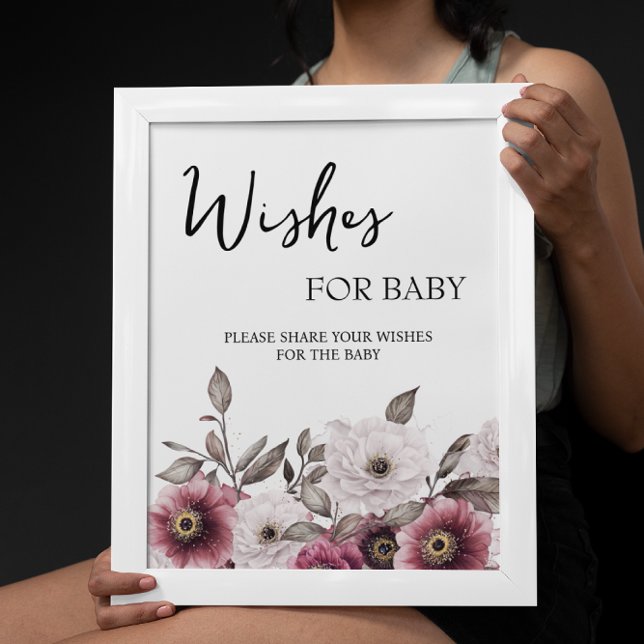White and Plum Floral Wishes for Baby Sign (Creator Uploaded)