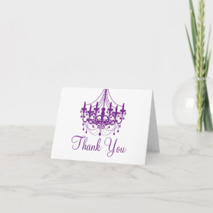 White and Purple Chandelier Thank You Note Card