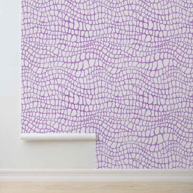 White and Purple Crocodile / Alligato Skin Pattern Wallpaper (Application)