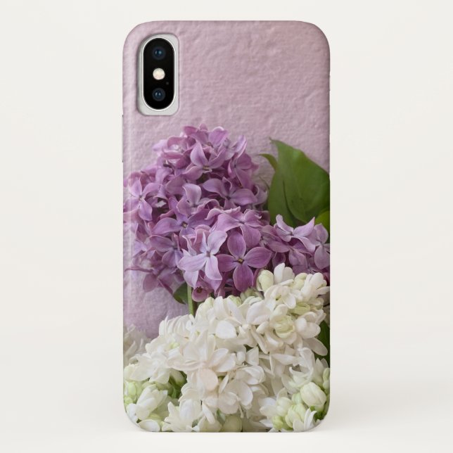 White and purple lilacs on texture Case-Mate iPhone case (Back)