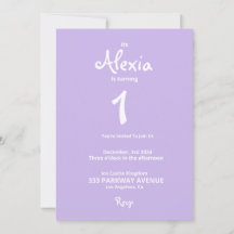 White and purple little princess birthday invitati
