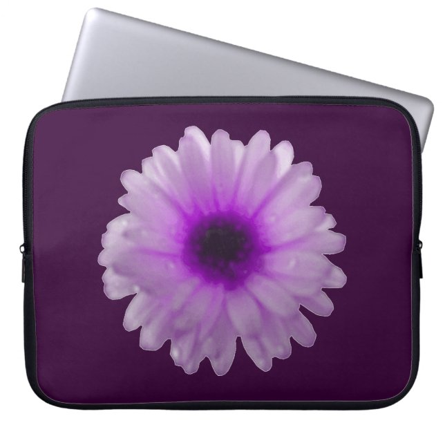 White and Purple Marigold Laptop Bag (Front)