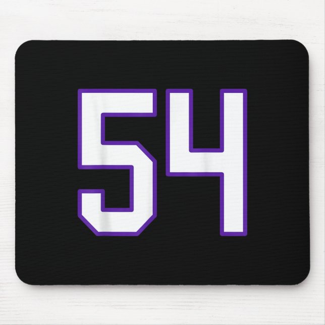 White And Purple Number 54 Jersey Player Uniform # Mouse Pad (Front)