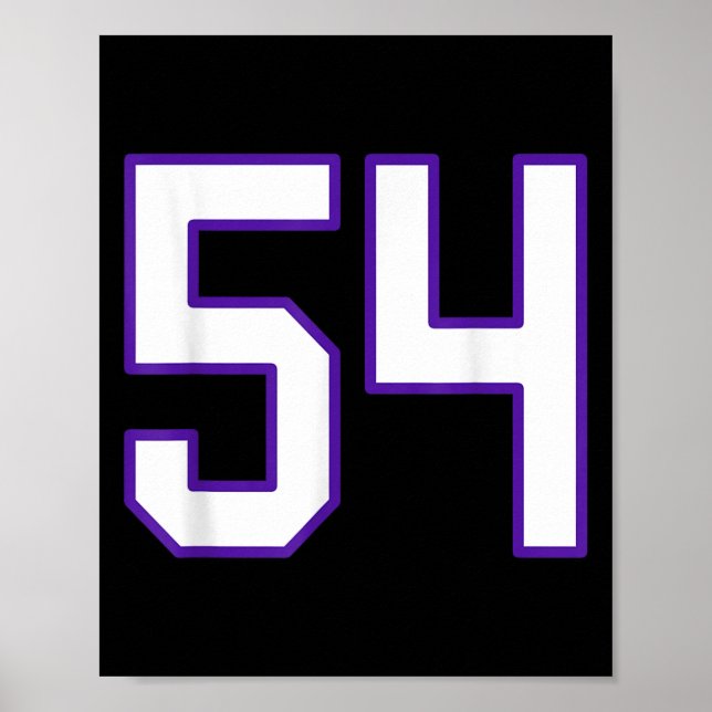 White And Purple Number 54 Jersey Player Uniform # Poster (Front)