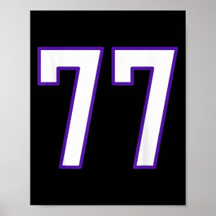 White And Purple Number 77 Jersey Player Uniform # Poster