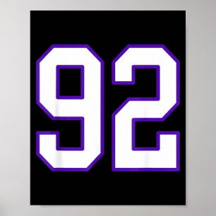 White and Purple Number 92 Jersey Player Uniform Poster