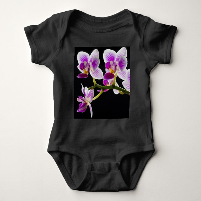 White and purple orchid baby bodysuit (Front)