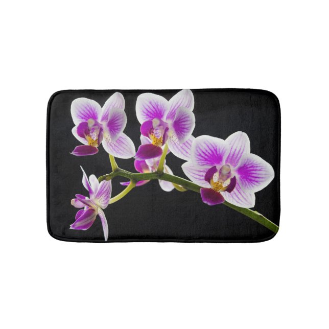 White and purple orchid bath mat (Front)