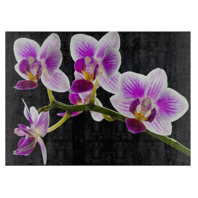 White and purple orchid cutting board (Front)