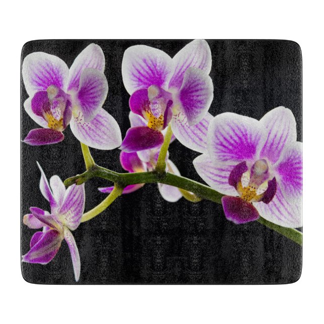 White and purple orchid cutting board (Front)