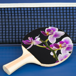 White and purple orchid ping pong paddle
