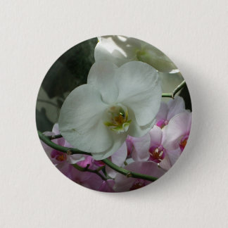 White and Purple Orchids 6 Cm Round Badge