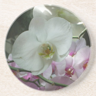 White and Purple Orchids Coaster