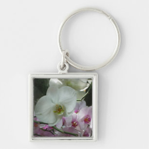White and Purple Orchids Key Ring