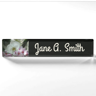 White and Purple Orchids Nameplate
