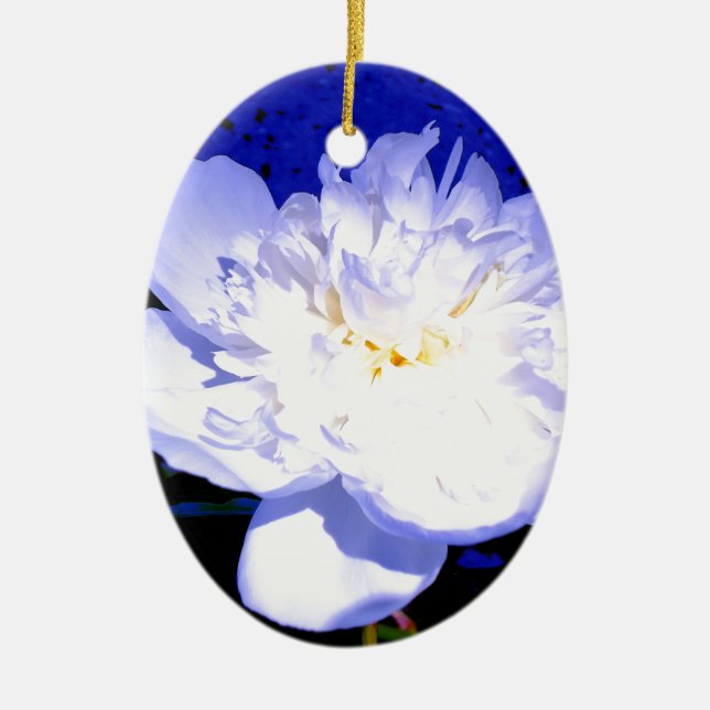 White and purple Peony Ceramic Tree Decoration (Front)