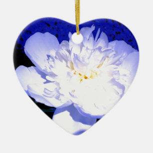 White and purple Peony photo Ceramic Tree Decoration