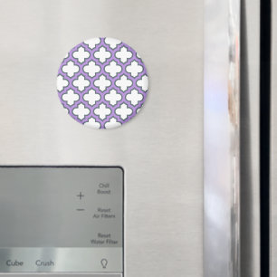 White and Purple Trellis, Lattice, Quatrefoil Magnet