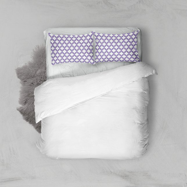 White and Purple Trellis, Lattice, Quatrefoil Pillowcase (Creator Uploaded)