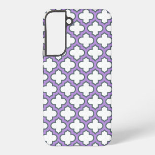 White and Purple Trellis, Lattice, Quatrefoil Samsung Galaxy Case