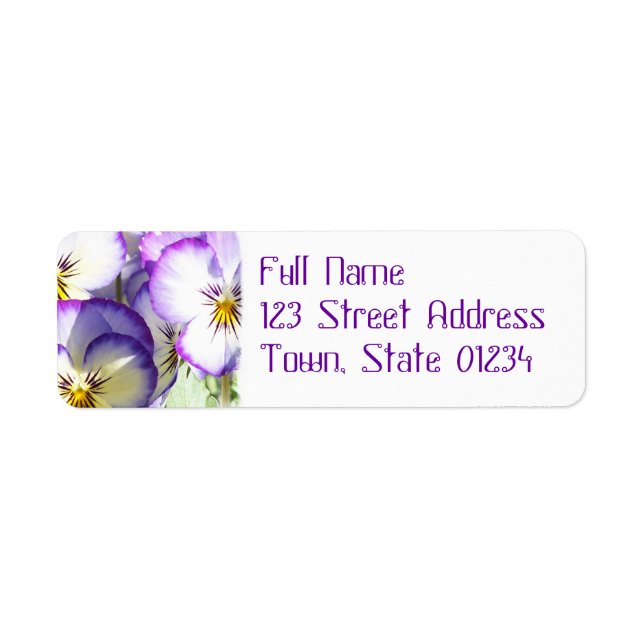 White and Purple Violas Mailing Label (Front)