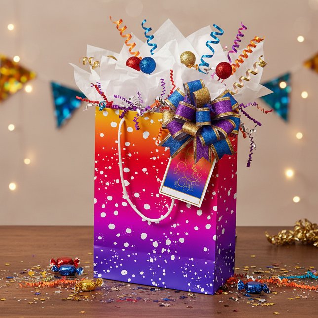 white and rainbow confetti Medium Gift Bag (Creator Uploaded)