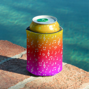 white and rainbow Musical Can Cooler