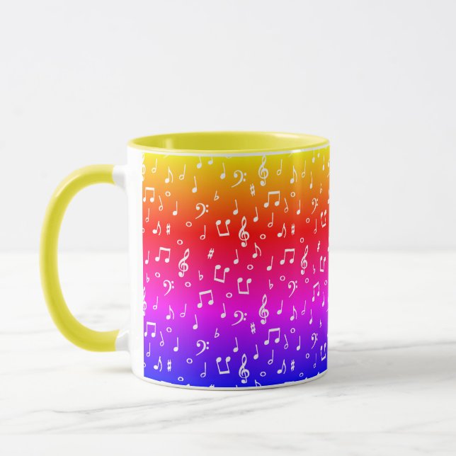 white and rainbow Musical  Mug (Left)
