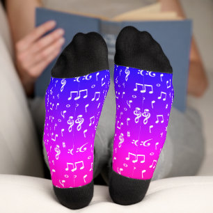white and rainbow Musical  Socks