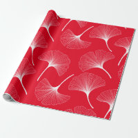 White and red abstract leaves pattern