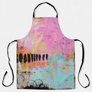 White and red abstract painting apron