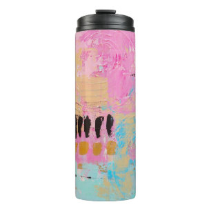 White and red abstract painting thermal tumbler